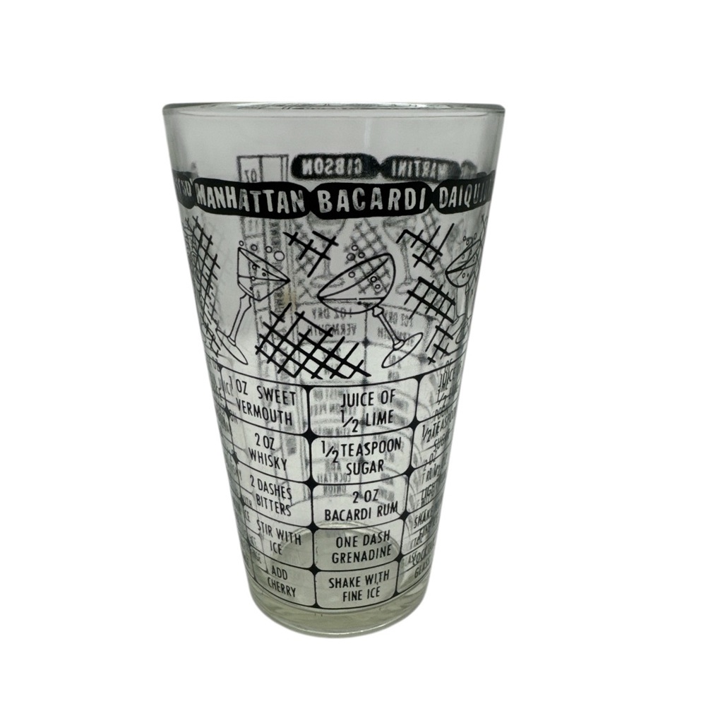 Vintage Mid Century Modern Federal Glass Cocktail Tumbler, Black